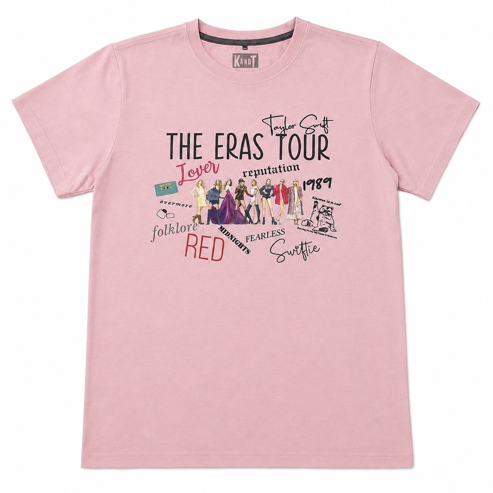 Taylor Swift The Eras Tour Pink Graphic T-Shirt Swiftie Eras Collage Tee
